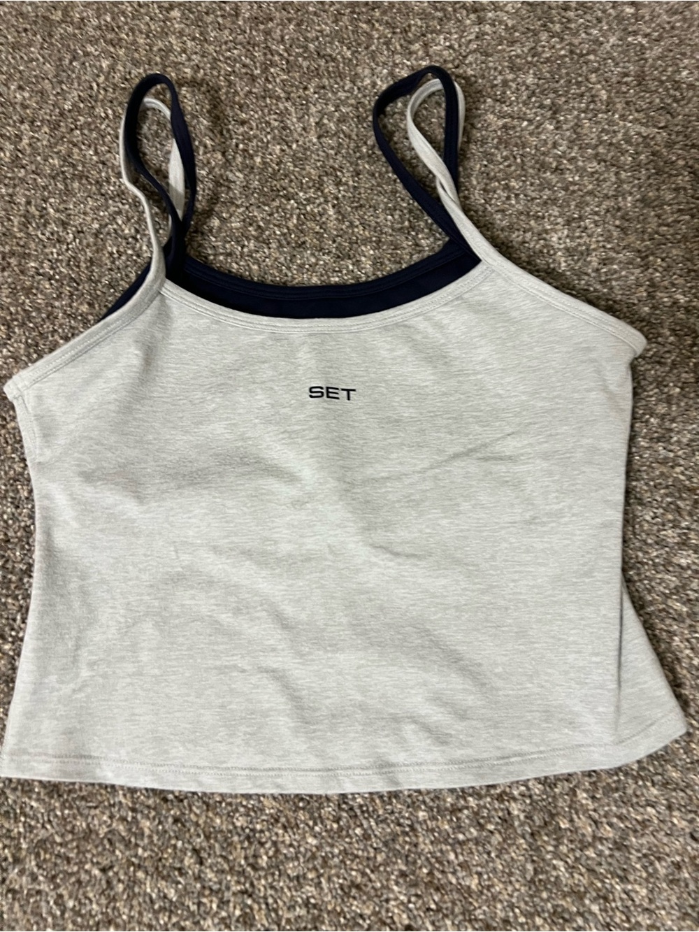 SET Active Light Gray Crop Tank & Shorts - Picture 2 of 7